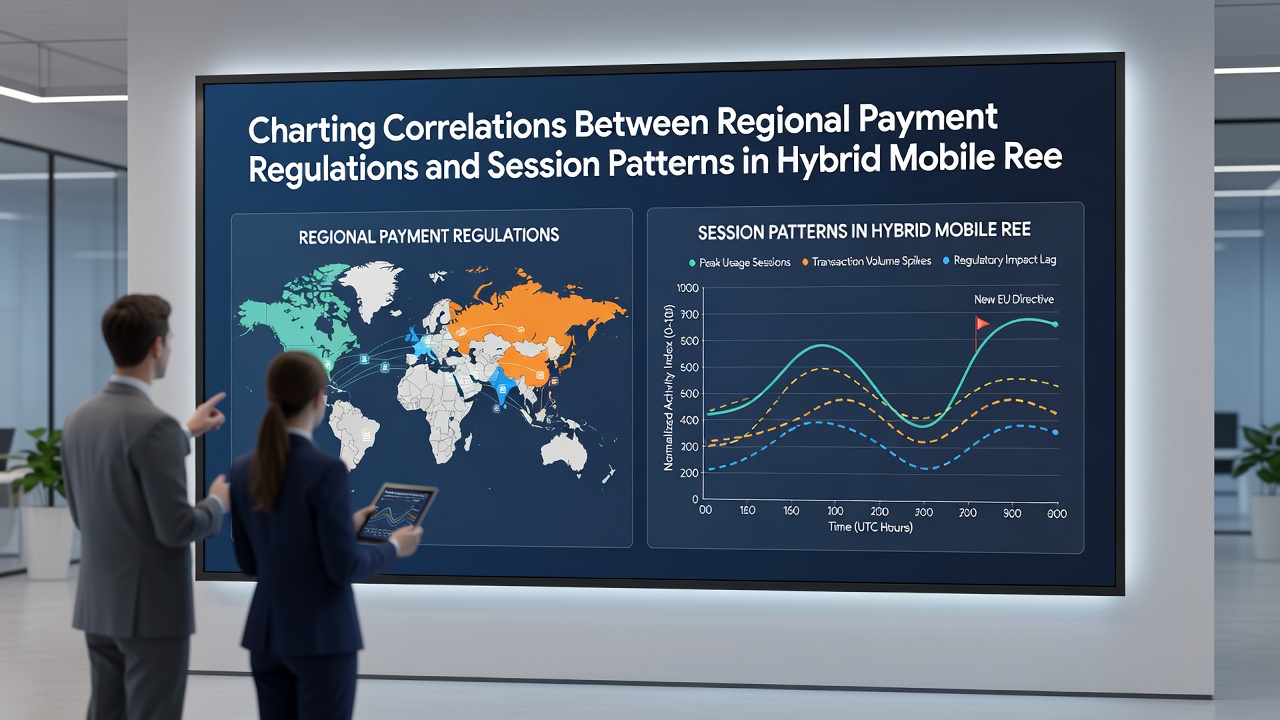 Chart illustrating session frequency and duration trends tied to payment processing speeds in mobile hybrid gaming across multiple regions