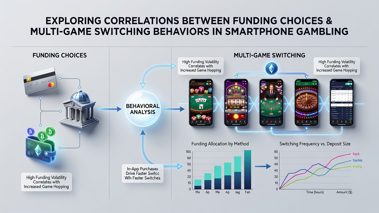 Data visualization chart displaying correlations between deposit methods and frequency of game type transitions in mobile gambling apps