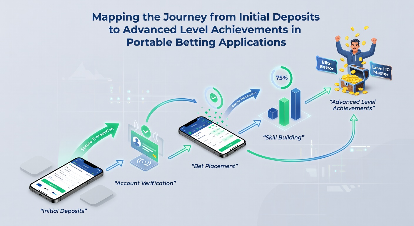 Progression dashboard in a betting application displaying level achievements, deposit history, and milestone badges