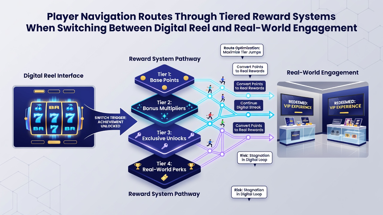 Diagram illustrating player movement between slot and live dealer reward tiers