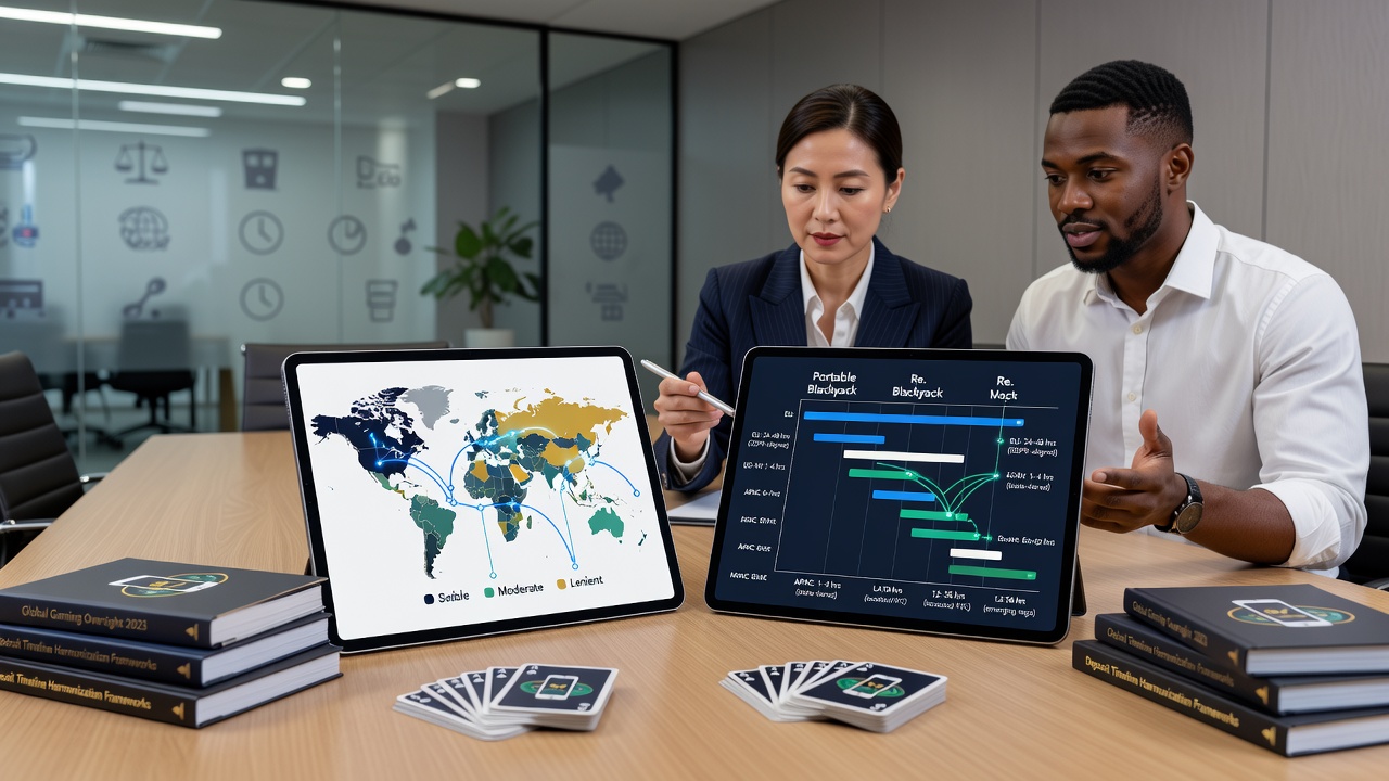 Regulatory documents and mobile gaming devices illustrating compliance differences