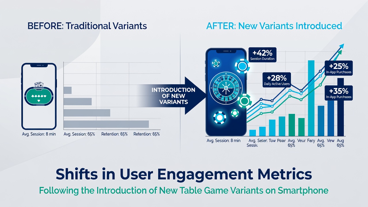 Analytics dashboard showing engagement metrics for mobile table games in mid-2026